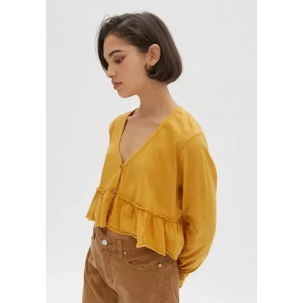 NWOT Project Social T Urban Outfitters Long Sleeve Crop Ruffle Top